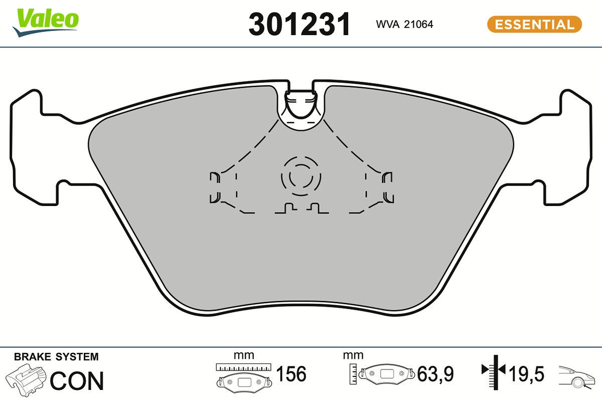 Jeu de 4 plaquettes de frein VALEO ref. 301231